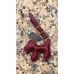NEW Faux Leather Dog Puppy Keychain Bag Charm - Burgandy